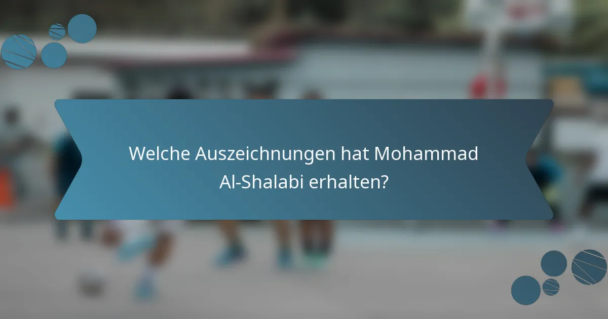 Welche Auszeichnungen hat Mohammad Al-Shalabi erhalten?